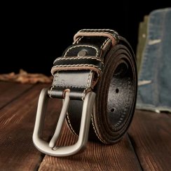 2 Pks Handmade Genuine Leather Belt With Alloy Pin Buckle
